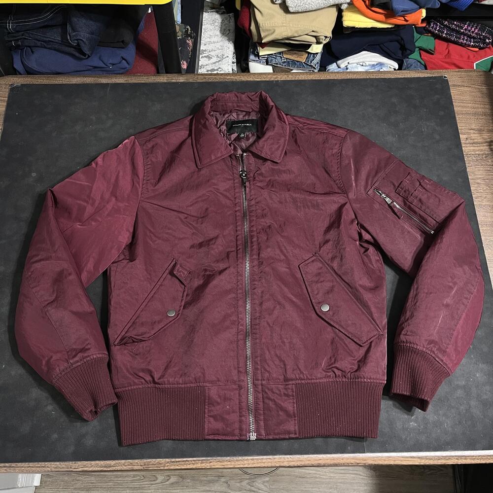 Banana Republic Bomber Jacket Mens Military MA-1 Nylon Zip M65 Army Vintage USMC